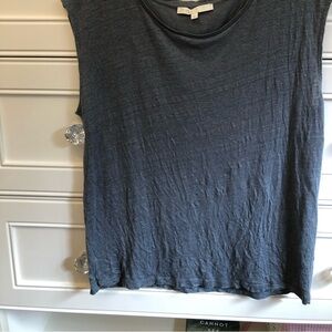 Maje tank 100% linen. Steel blue colour with woven subtle sparkle.